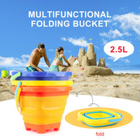 HKM-169491 Collapsible 2.5L Silicone Sand Bucket for Kids - Portable Beach Toy for Summer Fun