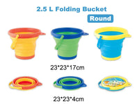 HKM-169491 Collapsible 2.5L Silicone Sand Bucket for Kids - Portable Beach Toy for Summer Fun