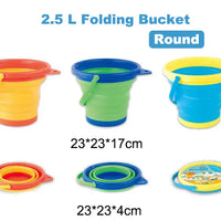 HKM-169491 Collapsible 2.5L Silicone Sand Bucket for Kids - Portable Beach Toy for Summer Fun