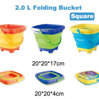 HKM-169491 Collapsible 2.5L Silicone Sand Bucket for Kids - Portable Beach Toy for Summer Fun