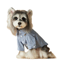 HKM-169555 Light Blue Small Plaid Cotton Shirt for Dogs - Summer Pet Clothing in Multiple Sizes