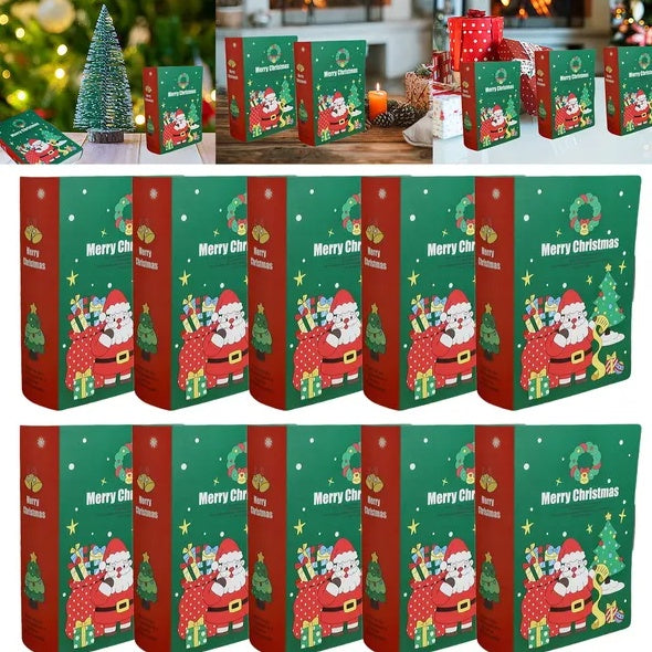 HKM-170003 10 Pack Christmas Candy Boxes with Santa Claus and Xmas Tree Design for Holiday Gift Wrapping and Treats