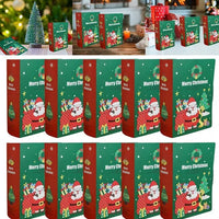 HKM-170003 10 Pack Christmas Candy Boxes with Santa Claus and Xmas Tree Design for Holiday Gift Wrapping and Treats