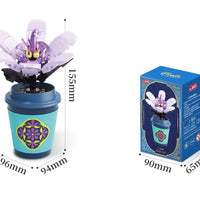 HKM-170195 Educational Plant Series Building Block Set - 12 Styles, 50-Piece Versatile Cup Plant Decoration