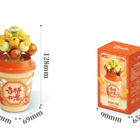 HKM-170195 Educational Plant Series Building Block Set - 12 Styles, 50-Piece Versatile Cup Plant Decoration