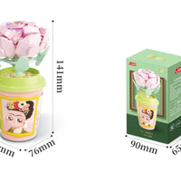 HKM-170195 Educational Plant Series Building Block Set - 12 Styles, 50-Piece Versatile Cup Plant Decoration