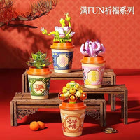 HKM-170195 Educational Plant Series Building Block Set - 12 Styles, 50-Piece Versatile Cup Plant Decoration