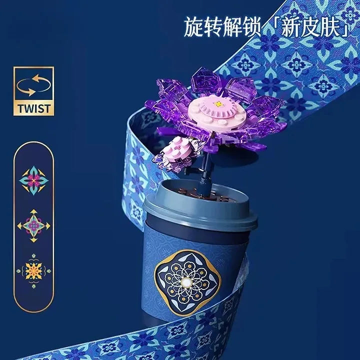 Educational Plant Series Building Block Set - 12 Styles, 50-Piece Versatile Cup Plant Decoration