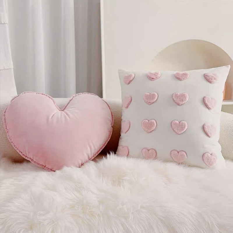HKM-170195 Heart-Shaped Minimalist Sofa Pillowcase for Living Room Decor