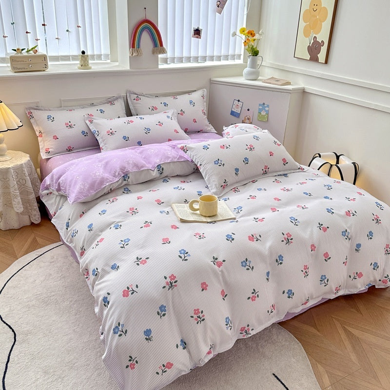 HKM-170195 Pure Cotton Minimalist Bed Sheets Set - Multiple Sizes Available for Comfort and Style