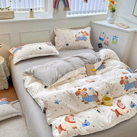 HKM-170195 Pure Cotton Minimalist Bed Sheets Set - Multiple Sizes Available for Comfort and Style