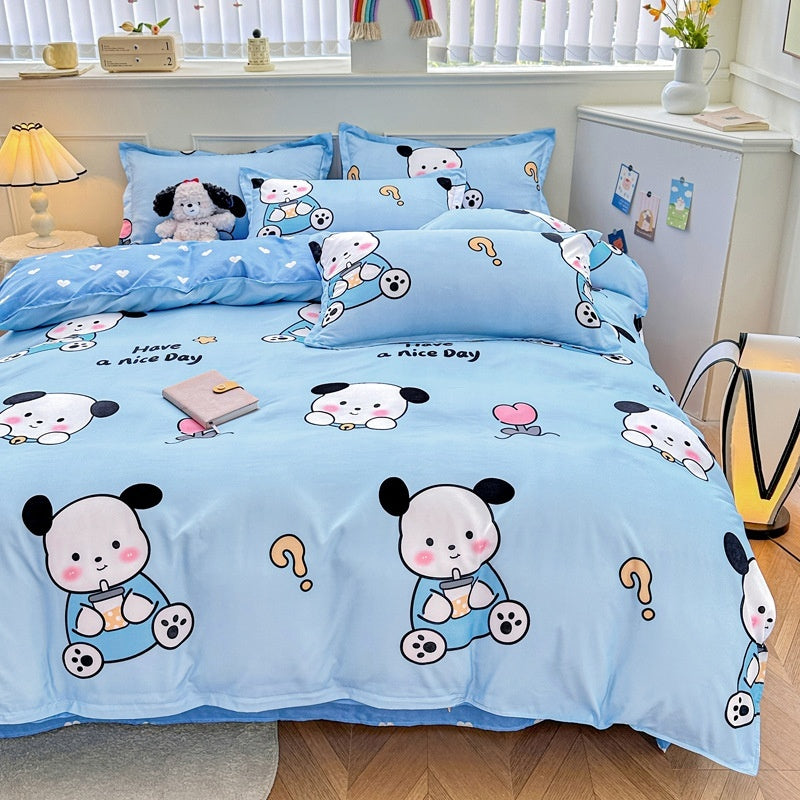 HKM-170195 Pure Cotton Minimalist Bed Sheets Set - Multiple Sizes Available for Comfort and Style