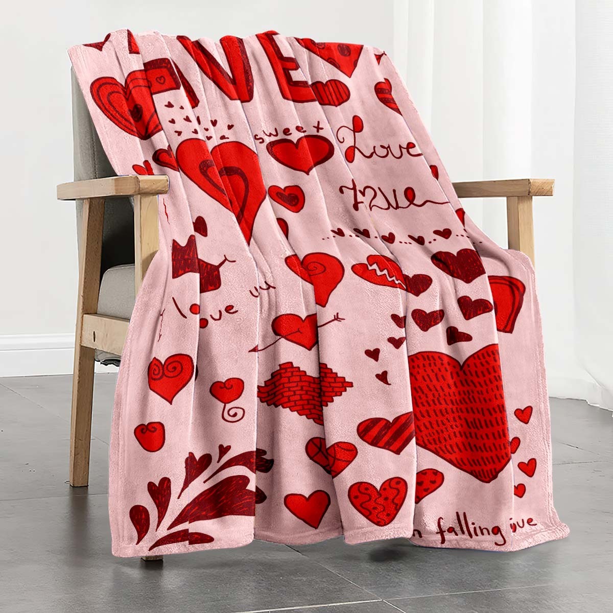 HKM-170195 Warm Heart Patterned Blanket for All Seasons - Available in Multiple Sizes