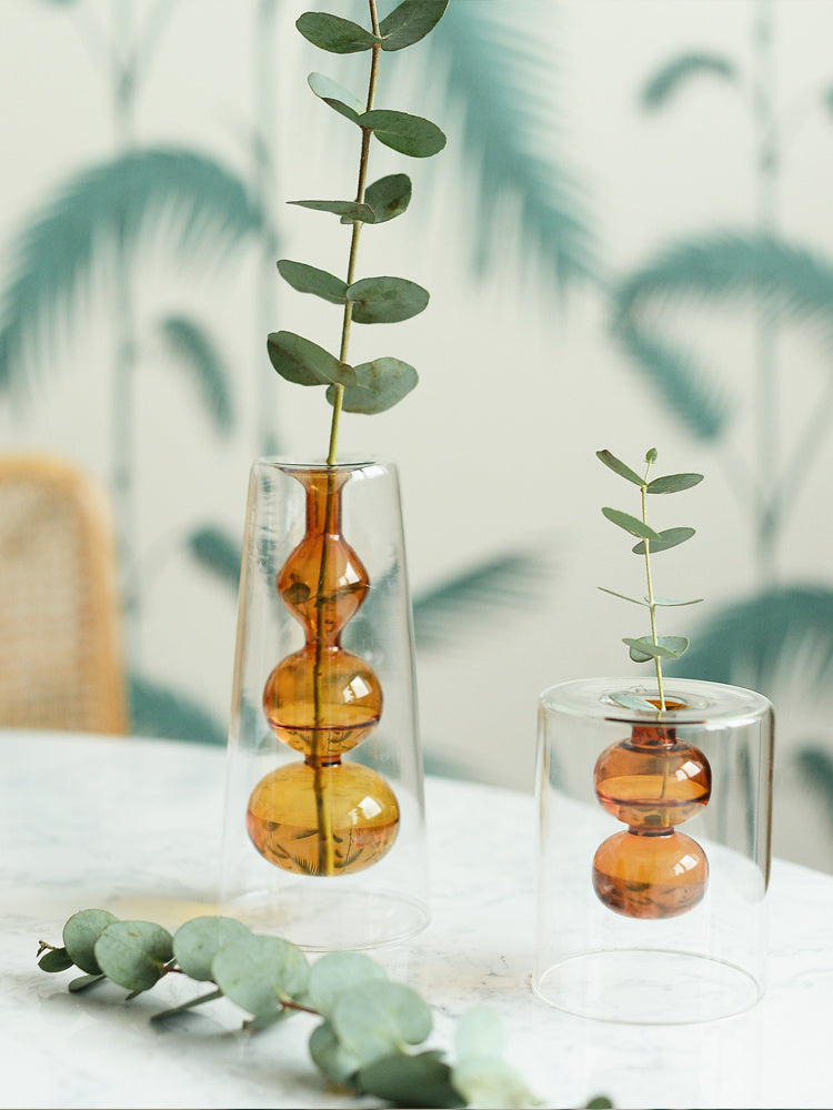 HKM-170323 Retro Gourd Hydroponic Glass Vase for Nordic Home Decor