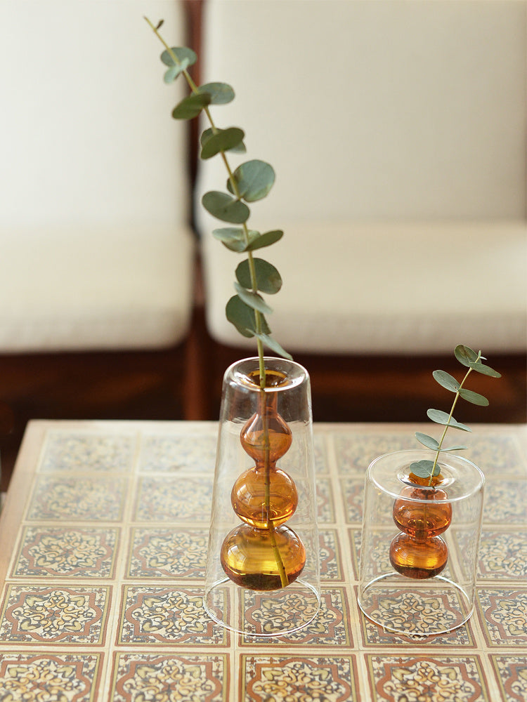 HKM-170323 Retro Gourd Hydroponic Glass Vase for Nordic Home Decor