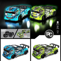 HKM-170387 1/24 Scale Remote Control Stunt Truck with Lights - 4 Channel Off-Road Racing Car for Kids