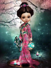 HKM-170387 5D Diamond Painting Kit - Cartoon Girl Design for Christmas Gifts and Home Décor