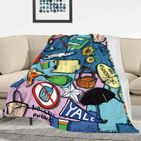 HKM-170387 Food-Themed Flannel Blanket for Sofa and Bed - Cozy Polyester Fiber Design