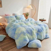 HKM-170387 Mink Velvet Four Piece Set - Long Plush Crystal Velvet Duvet Cover with Pillowcases in Modern Solid Colors