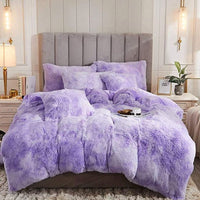 HKM-170387 Mink Velvet Four Piece Set - Long Plush Crystal Velvet Duvet Cover with Pillowcases in Modern Solid Colors