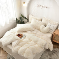 HKM-170387 Mink Velvet Four Piece Set - Long Plush Crystal Velvet Duvet Cover with Pillowcases in Modern Solid Colors