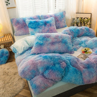 HKM-170387 Mink Velvet Four Piece Set - Long Plush Crystal Velvet Duvet Cover with Pillowcases in Modern Solid Colors