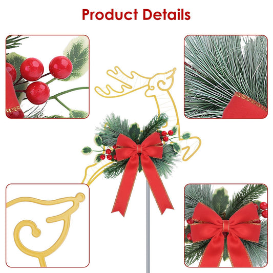 HKM-170515 Elegant Lighted Reindeer Decorative Stake Lights for Christmas Outdoor Holiday Yard Pathway - 2Pcs Battery Powered, Easy Installation