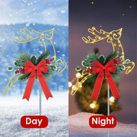 HKM-170515 Elegant Lighted Reindeer Decorative Stake Lights for Christmas Outdoor Holiday Yard Pathway - 2Pcs Battery Powered, Easy Installation
