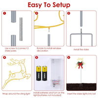 HKM-170515 Elegant Lighted Reindeer Decorative Stake Lights for Christmas Outdoor Holiday Yard Pathway - 2Pcs Battery Powered, Easy Installation