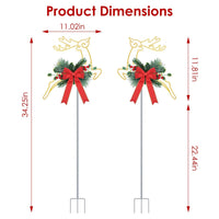 HKM-170515 Elegant Lighted Reindeer Decorative Stake Lights for Christmas Outdoor Holiday Yard Pathway - 2Pcs Battery Powered, Easy Installation