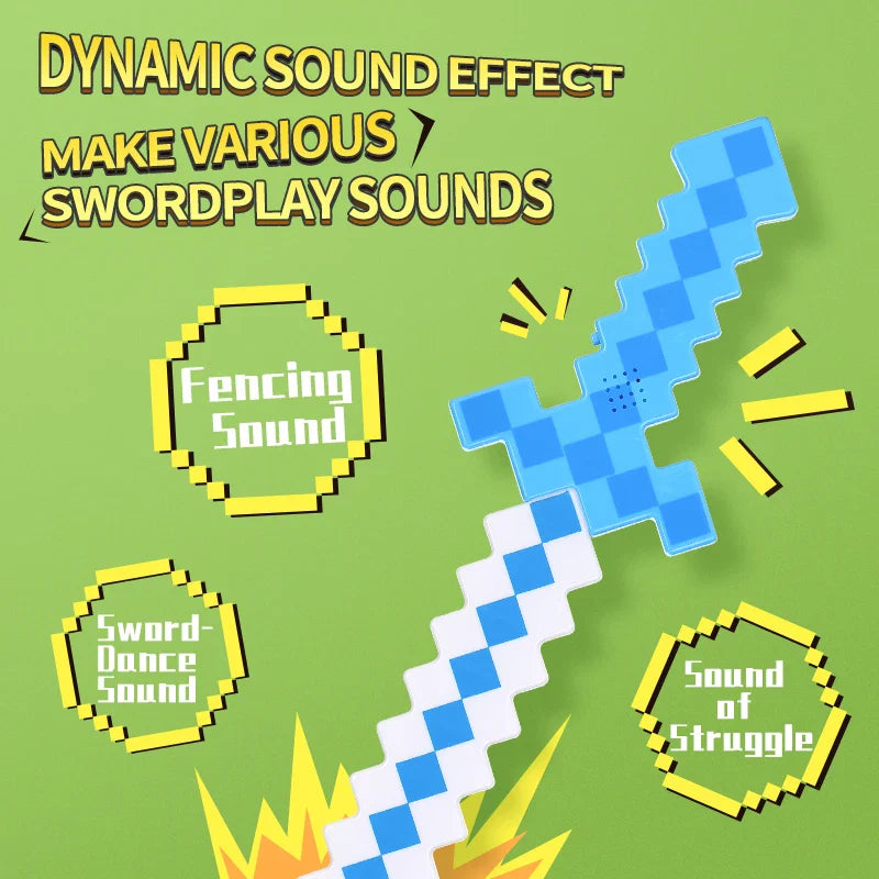 KTX-170643 Flashing LED Light-Up Mosaic Sword with Dynamic Sound for Kids' Pretend Play