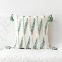 HKM-170771 Bohemian Geometric Tufted Pillowcase with Embroidery and Tassels