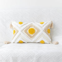 HKM-170771 Bohemian Geometric Tufted Pillowcase with Embroidery and Tassels