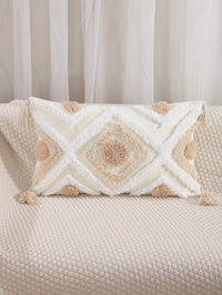 HKM-170771 Bohemian Geometric Tufted Pillowcase with Embroidery and Tassels