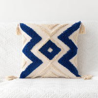HKM-170771 Bohemian Geometric Tufted Pillowcase with Embroidery and Tassels