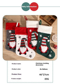 HKM-170835 Embroidered Christmas Stocking Gift Bag Pendant - Old Man Design, Cloth Material
