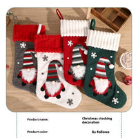 HKM-170835 Embroidered Christmas Stocking Gift Bag Pendant - Old Man Design, Cloth Material