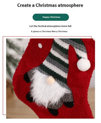 HKM-170835 Embroidered Christmas Stocking Gift Bag Pendant - Old Man Design, Cloth Material