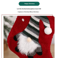 HKM-170835 Embroidered Christmas Stocking Gift Bag Pendant - Old Man Design, Cloth Material