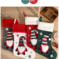 HKM-170835 Embroidered Christmas Stocking Gift Bag Pendant - Old Man Design, Cloth Material