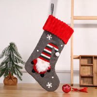 HKM-170835 Embroidered Christmas Stocking Gift Bag Pendant - Old Man Design, Cloth Material