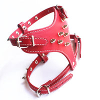 HKM-170899 Black Spiked Studded Leather Dog Harness Vest for Small Breeds, Neck 10.62-14.56in, Chest 13.77-17.7in