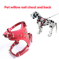HKM-170899 Black Spiked Studded Leather Dog Harness Vest for Small Breeds, Neck 10.62-14.56in, Chest 13.77-17.7in
