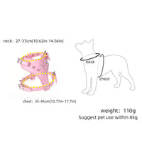 HKM-170899 Black Spiked Studded Leather Dog Harness Vest for Small Breeds, Neck 10.62-14.56in, Chest 13.77-17.7in