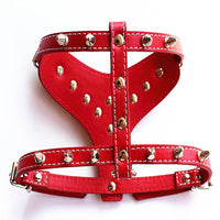 HKM-170899 Black Spiked Studded Leather Dog Harness Vest for Small Breeds, Neck 10.62-14.56in, Chest 13.77-17.7in
