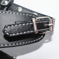 HKM-170899 Black Spiked Studded Leather Dog Harness Vest for Small Breeds, Neck 10.62-14.56in, Chest 13.77-17.7in