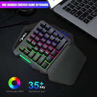 HKM-170899 Compact One-Handed Mini Gaming Keyboard and Mouse Set V100, USB Interface, 35 Keys, Portable Design