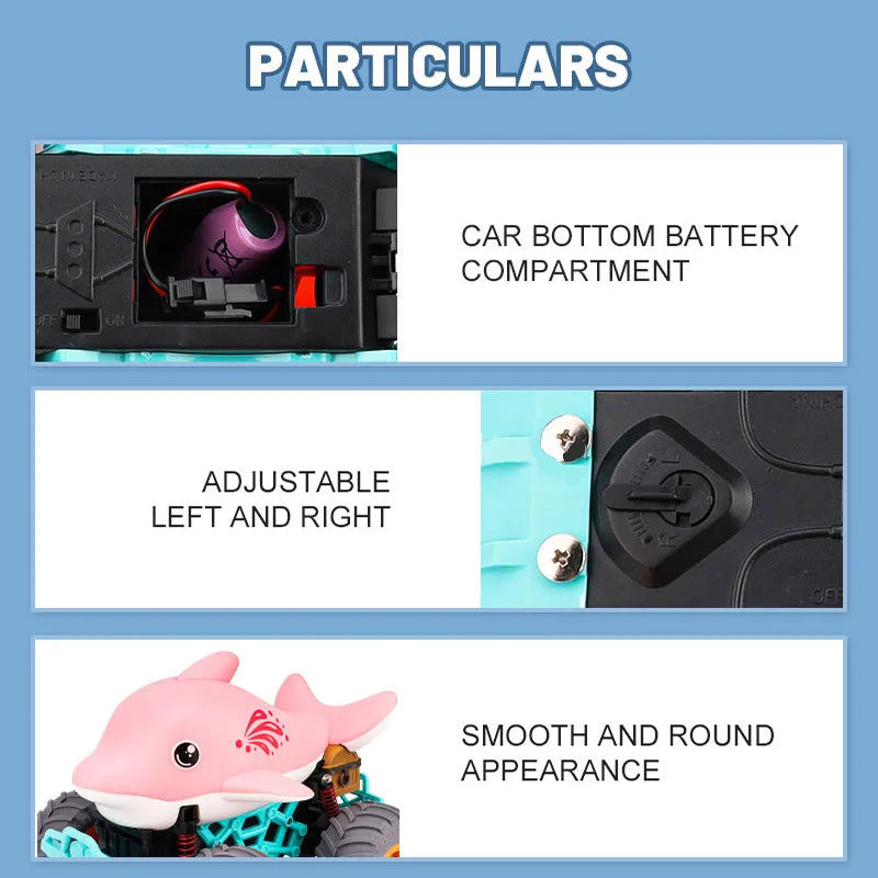 HKM-170963 Remote Control Dolphin-Themed Off-Road Car for Kids - Electric Climbing Toy Truck, Indoor-Outdoor Use