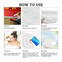 HKM-171219 Ergonomic 3D Mesh Bath Pillow with Suction Cups for Neck and Back Support