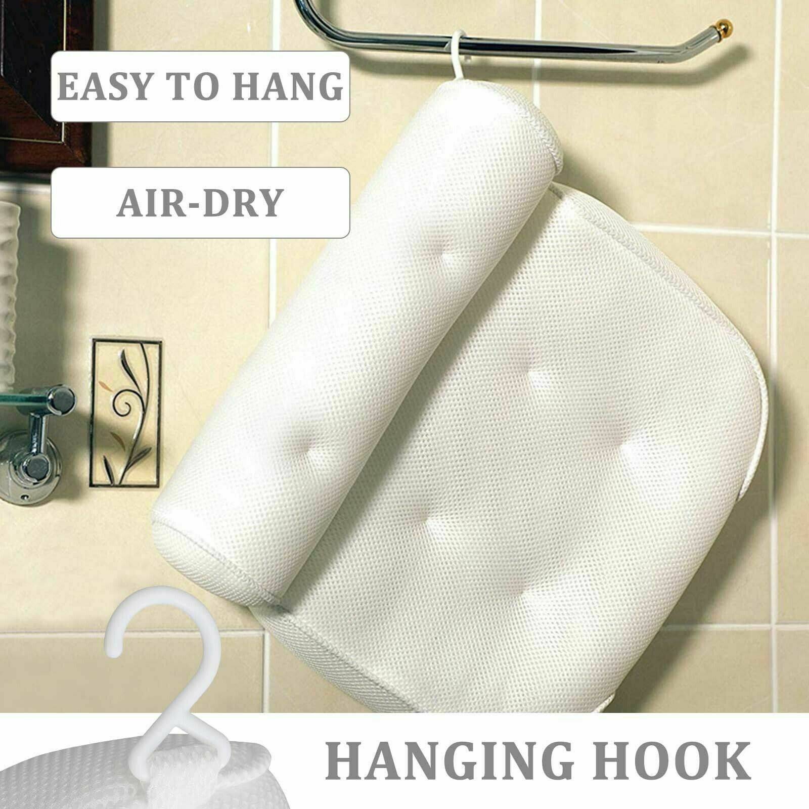 KTX-171219 Ergonomic 3D Mesh Bath Pillow with Suction Cups for Neck and Back Support